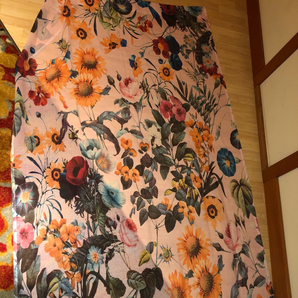 Pink multicolored-flower Curtain
